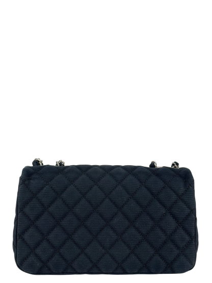 CHANEL - Navy Quilted Fabric CC Cruise Chain Flap Bag