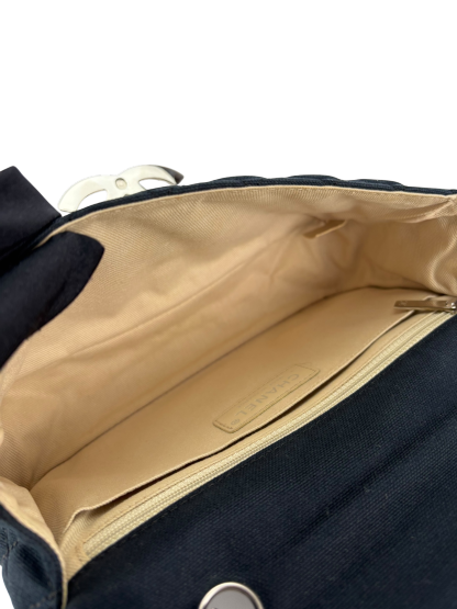 CHANEL - Navy Quilted Fabric CC Cruise Chain Flap Bag