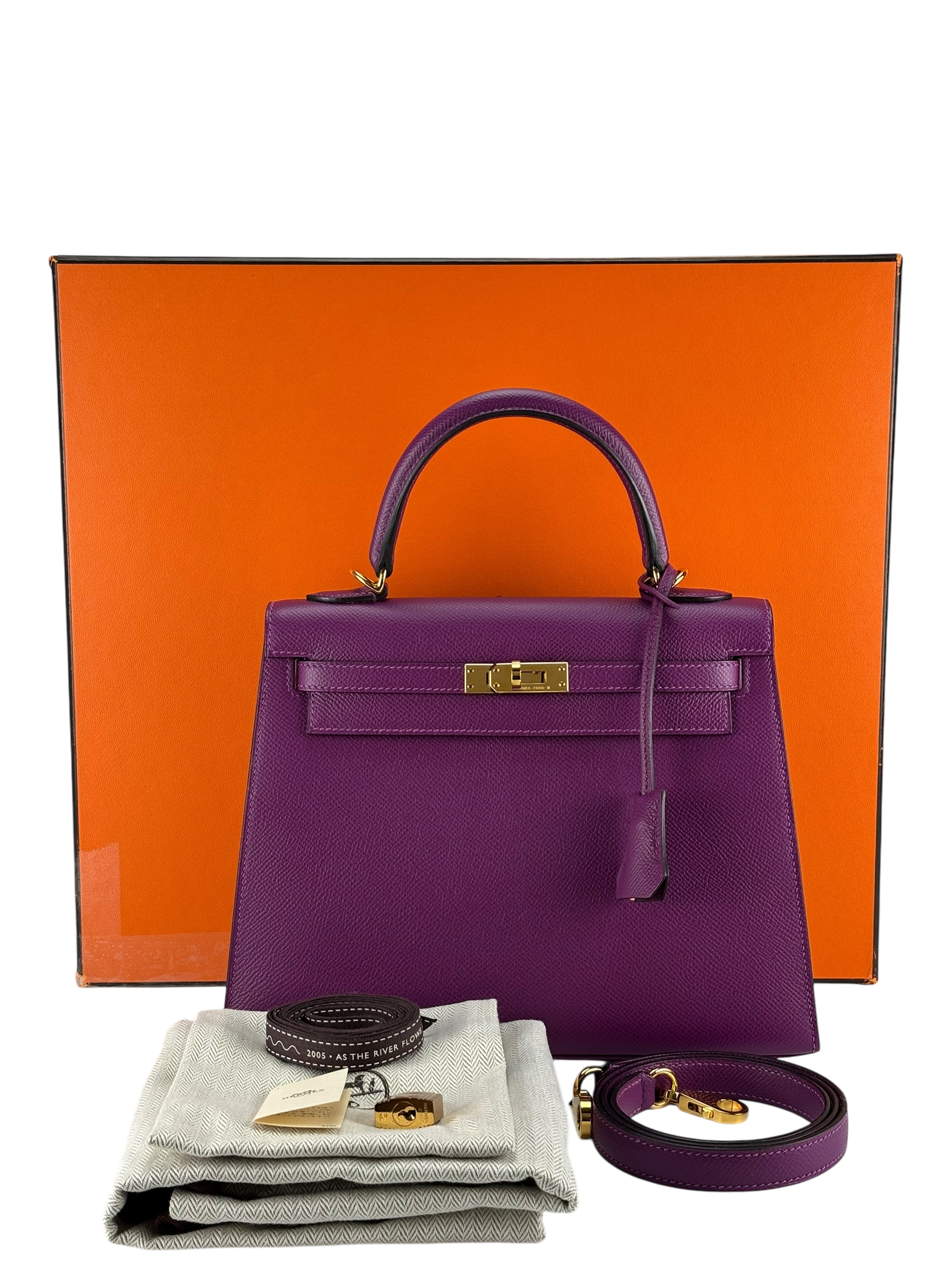 HERMES - Kelly 25 P9 Anemone Epsom Gold Hardware