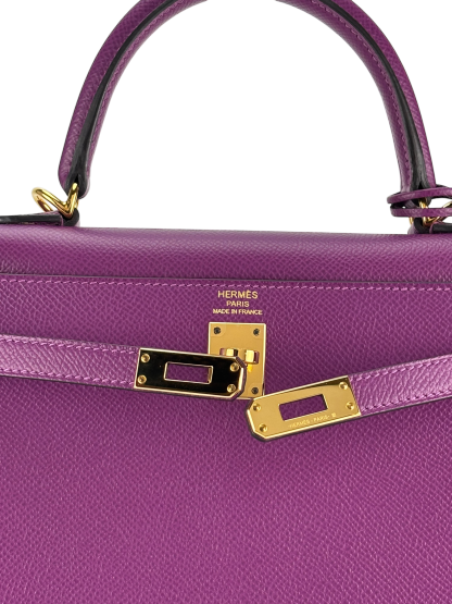 HERMES - Kelly 25 P9 Anemone Epsom Gold Hardware 