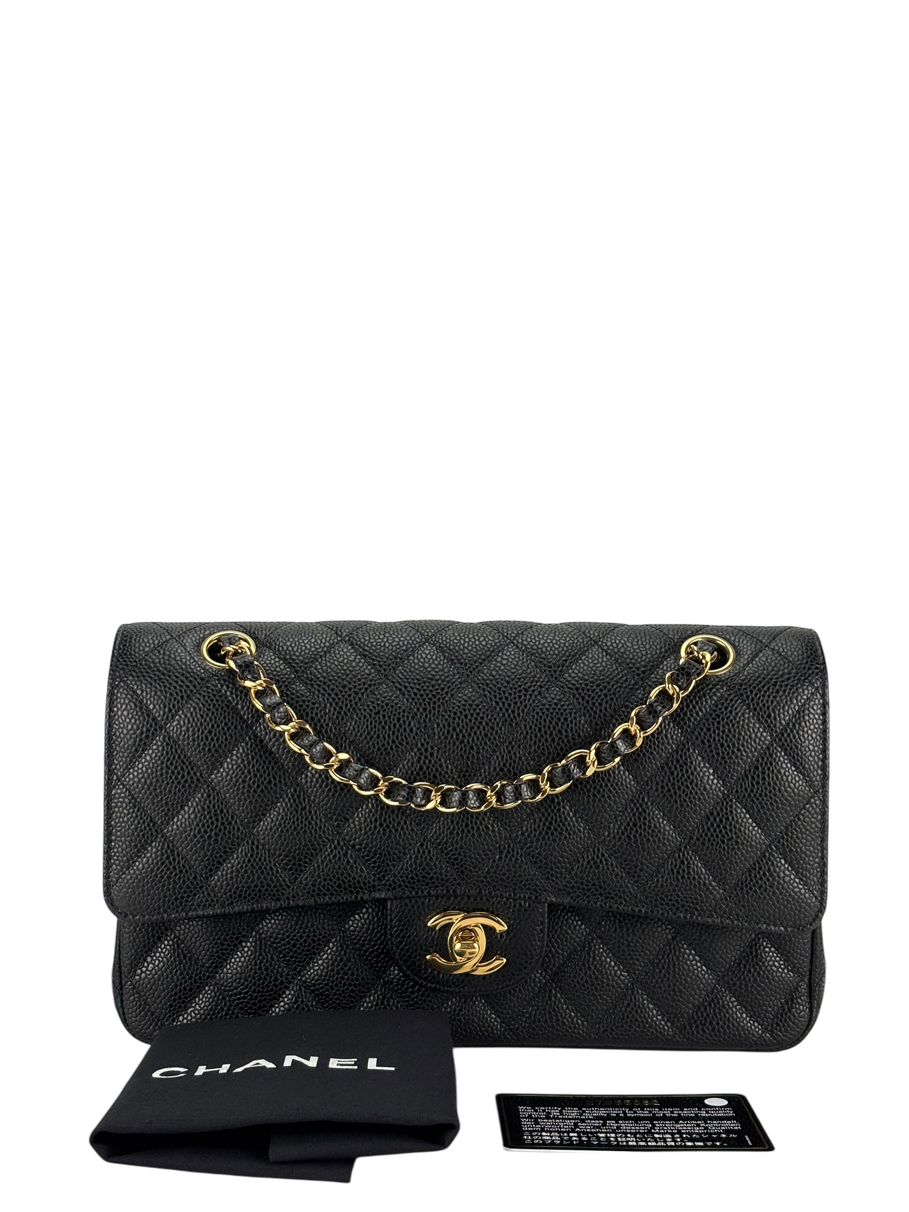 CHANEL - Medium Classic Double Flap Bag Black Caviar Gold Hardware (CF25)
