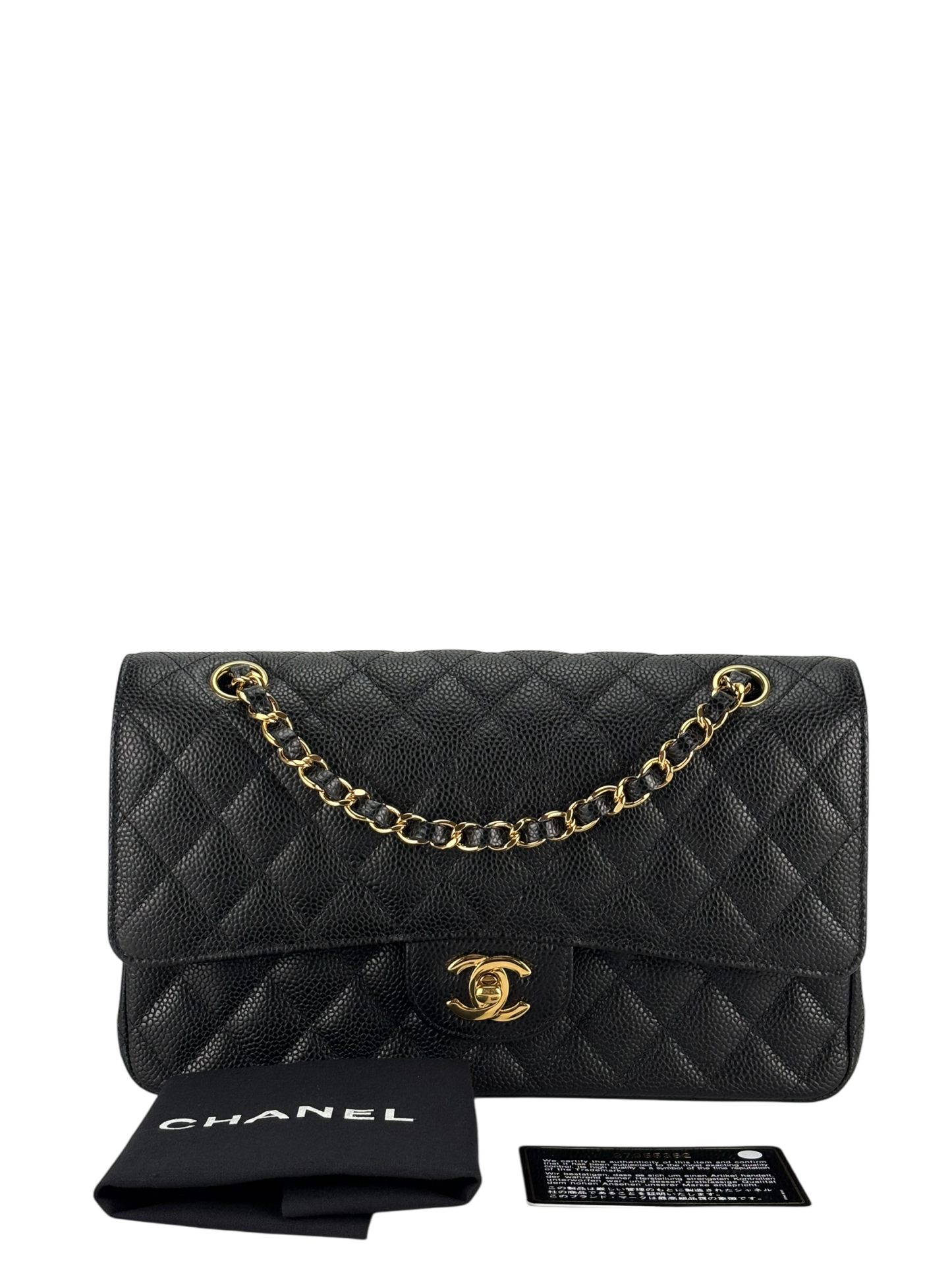 CHANEL - Medium Classic Double Flap Bag Black Caviar Gold Hardware (CF25)
