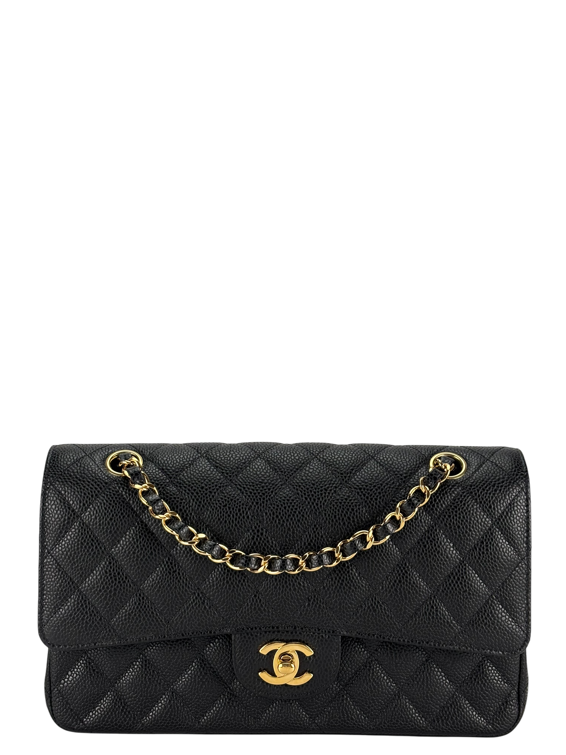 CHANEL - Medium Classic Double Flap Bag Black Caviar Gold Hardware (CF25)