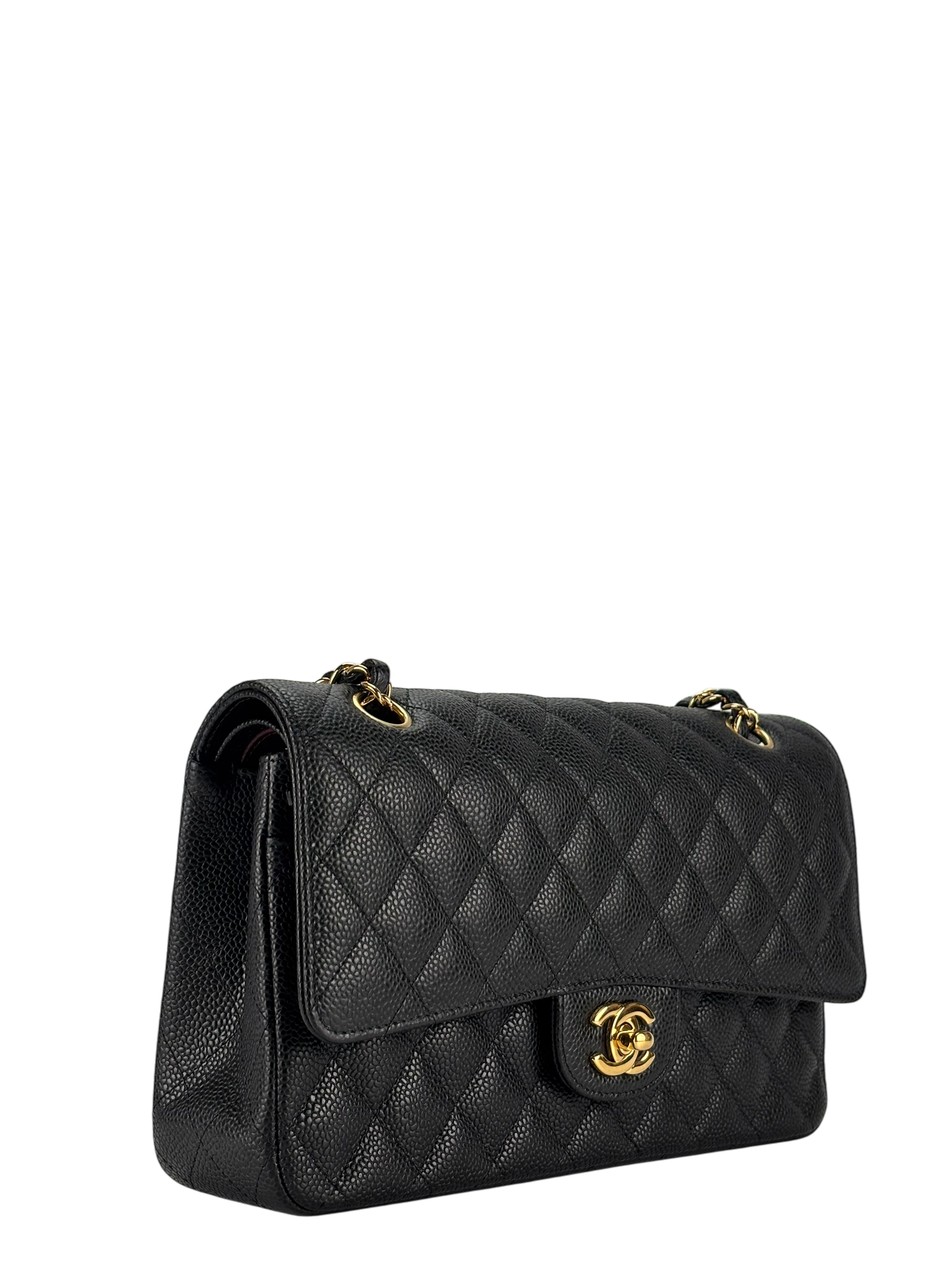 CHANEL - Medium Classic Double Flap Bag Black Caviar Gold Hardware (CF25)