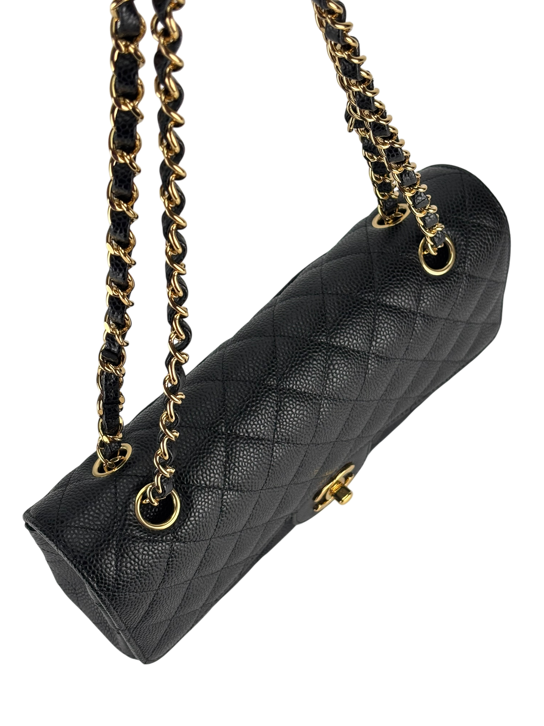 CHANEL - Medium Classic Double Flap Bag Black Caviar Gold Hardware (CF25)