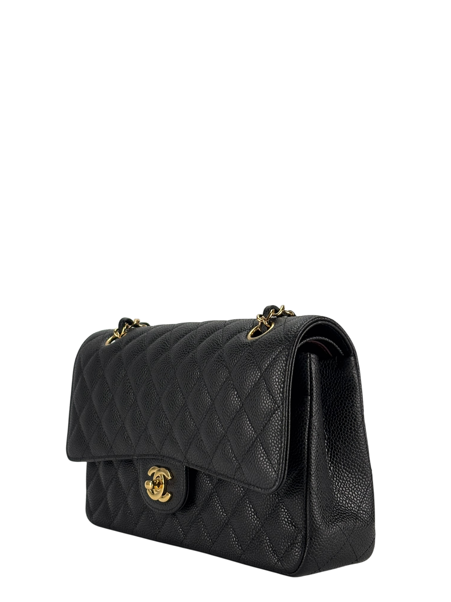 CHANEL - Medium Classic Double Flap Bag Black Caviar Gold Hardware (CF25)