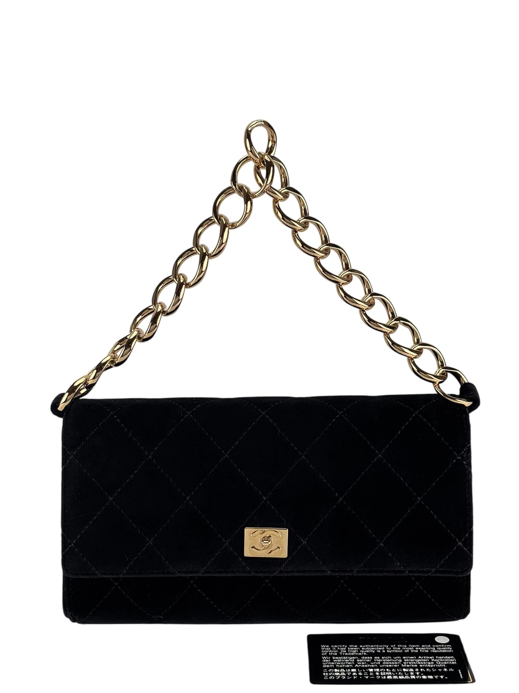 CHANEL - Black CC Velvet Chain Handbag