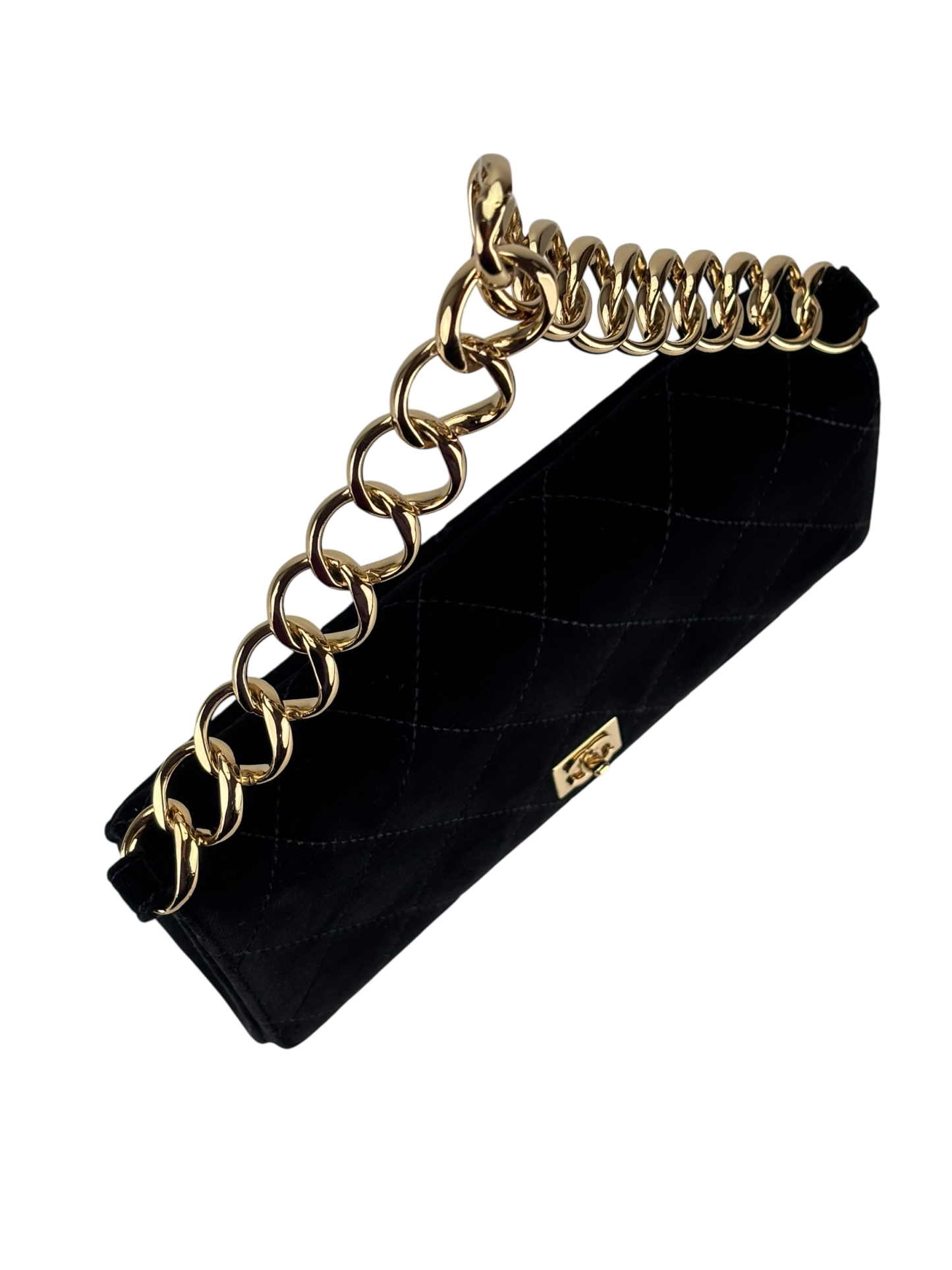CHANEL - Black CC Velvet Chain Handbag