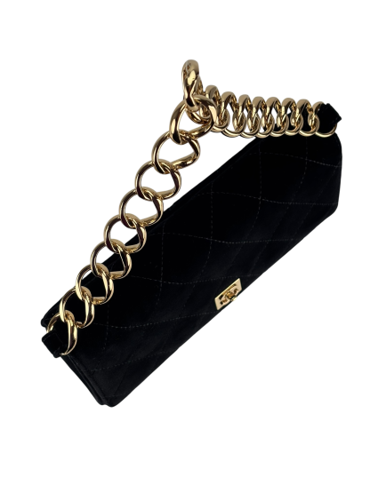 CHANEL - Black CC Velvet Chain Handbag