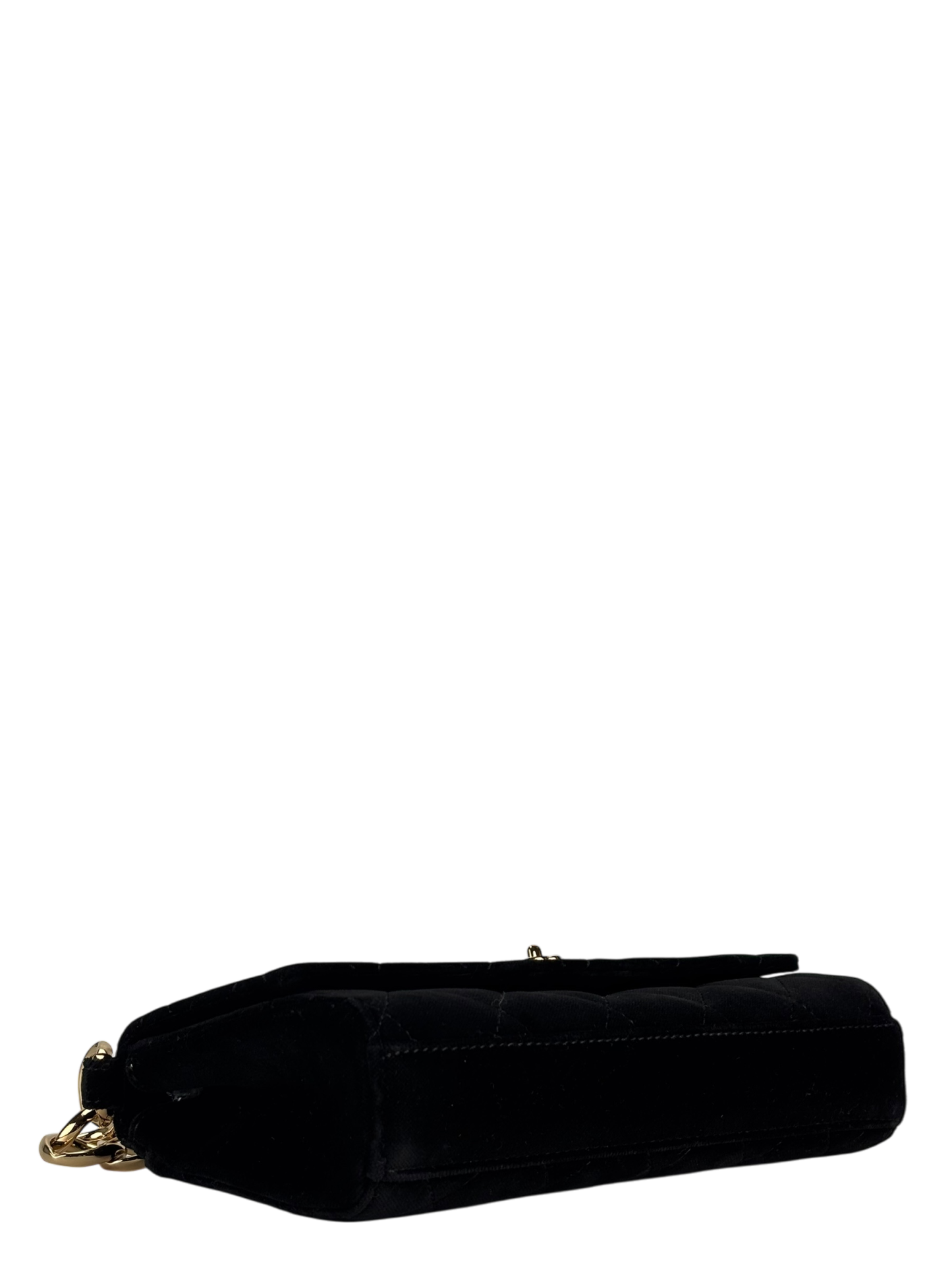 CHANEL - Black CC Velvet Chain Handbag