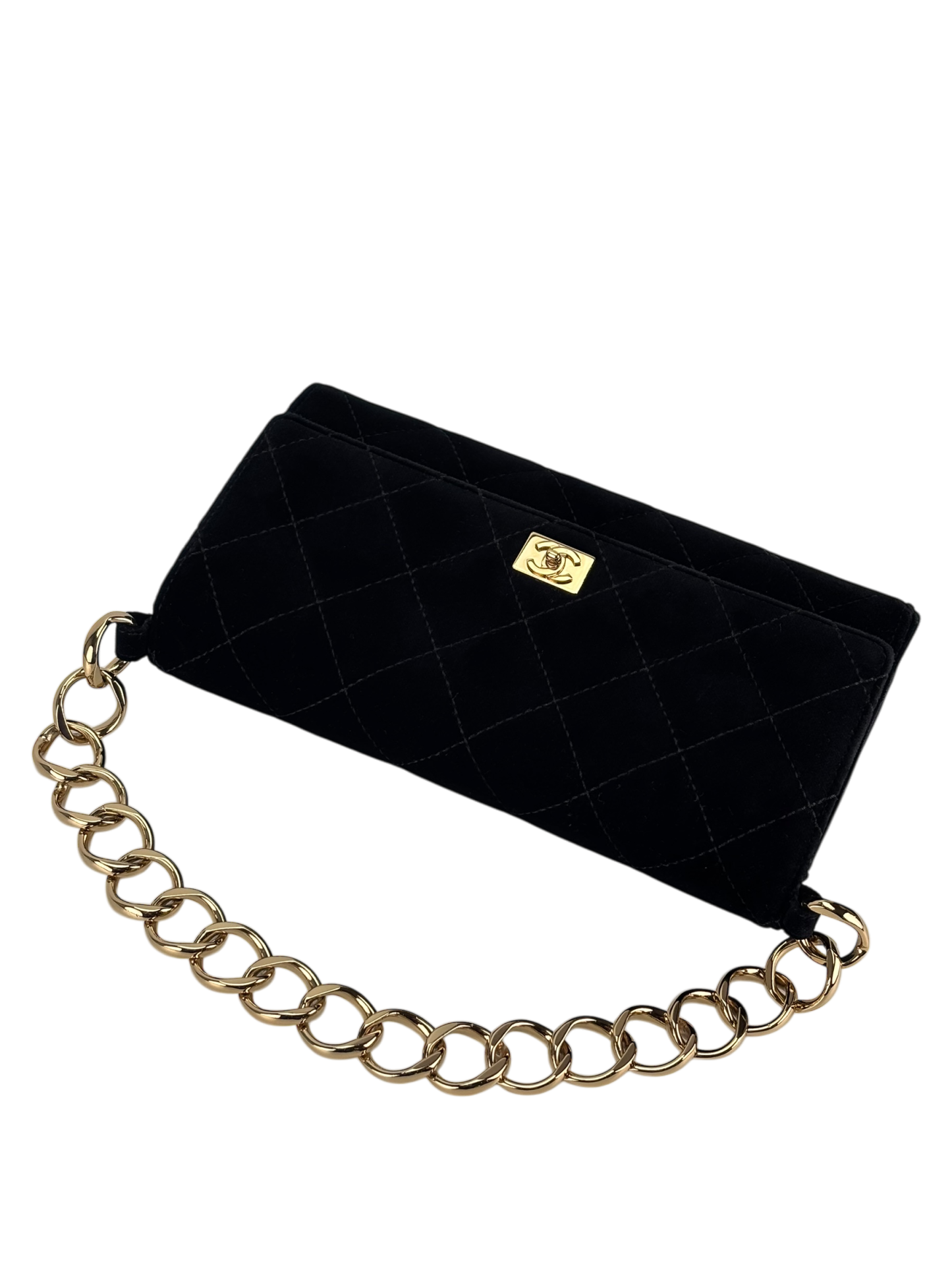 CHANEL - Black CC Velvet Chain Handbag