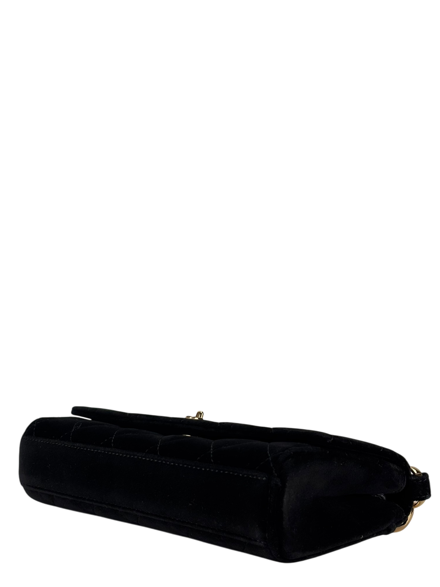 CHANEL - Black CC Velvet Chain Handbag