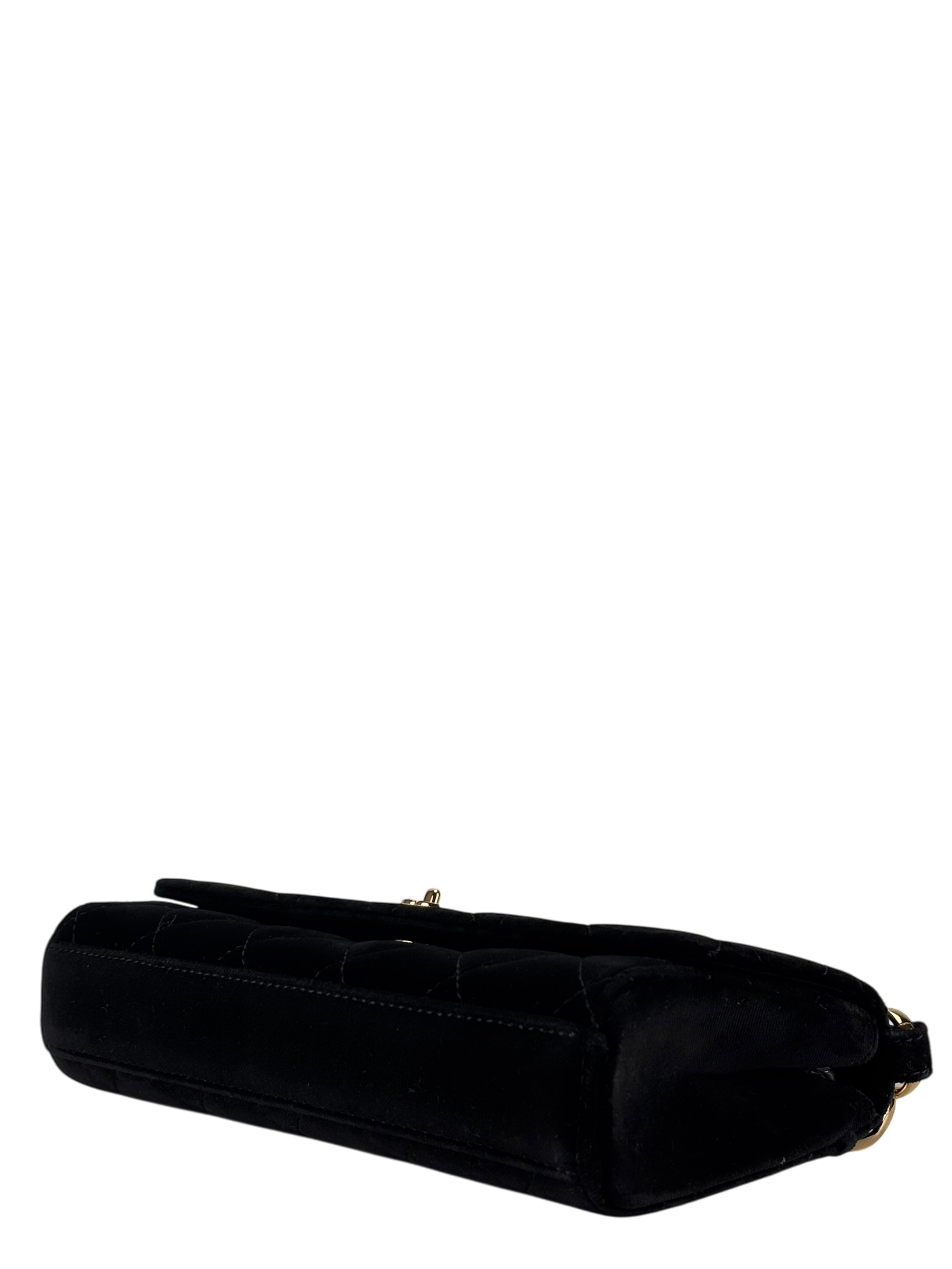 CHANEL - Black CC Velvet Chain Handbag