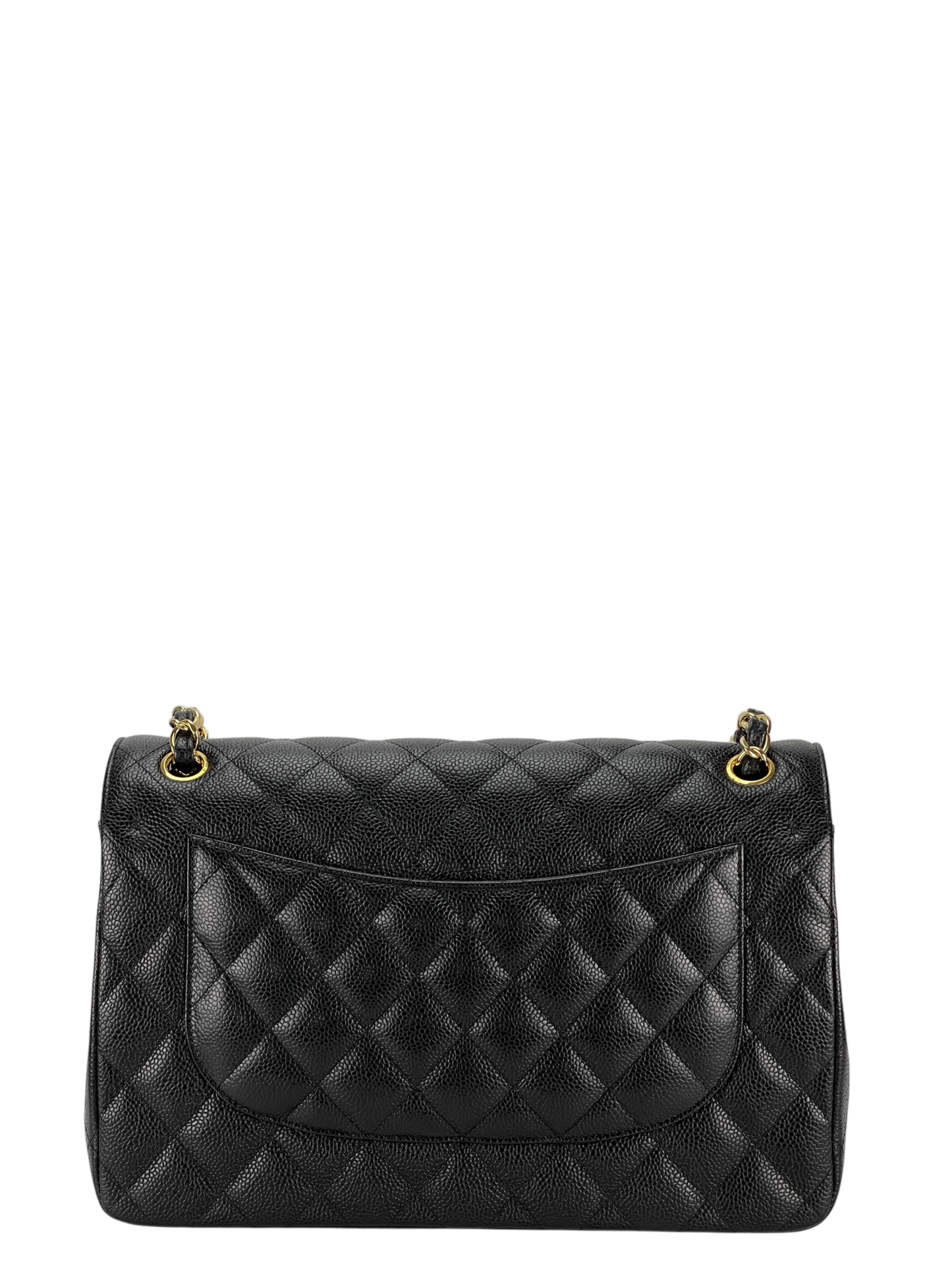 CHANEL - Maxi Black Caviar Classic Double Flap Chain Shoulder Bag
