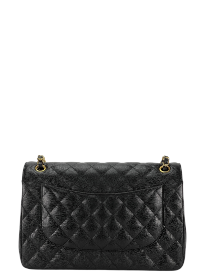 CHANEL - Maxi Black Caviar Classic Double Flap Chain Shoulder Bag