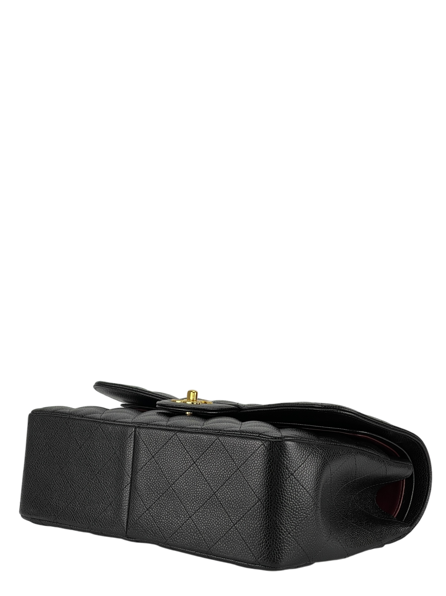 CHANEL - Maxi Black Caviar Classic Double Flap Chain Shoulder Bag
