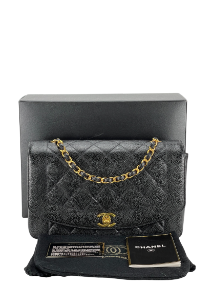 CHANEL - Black Caviar Medium Diana Shoulder Bag