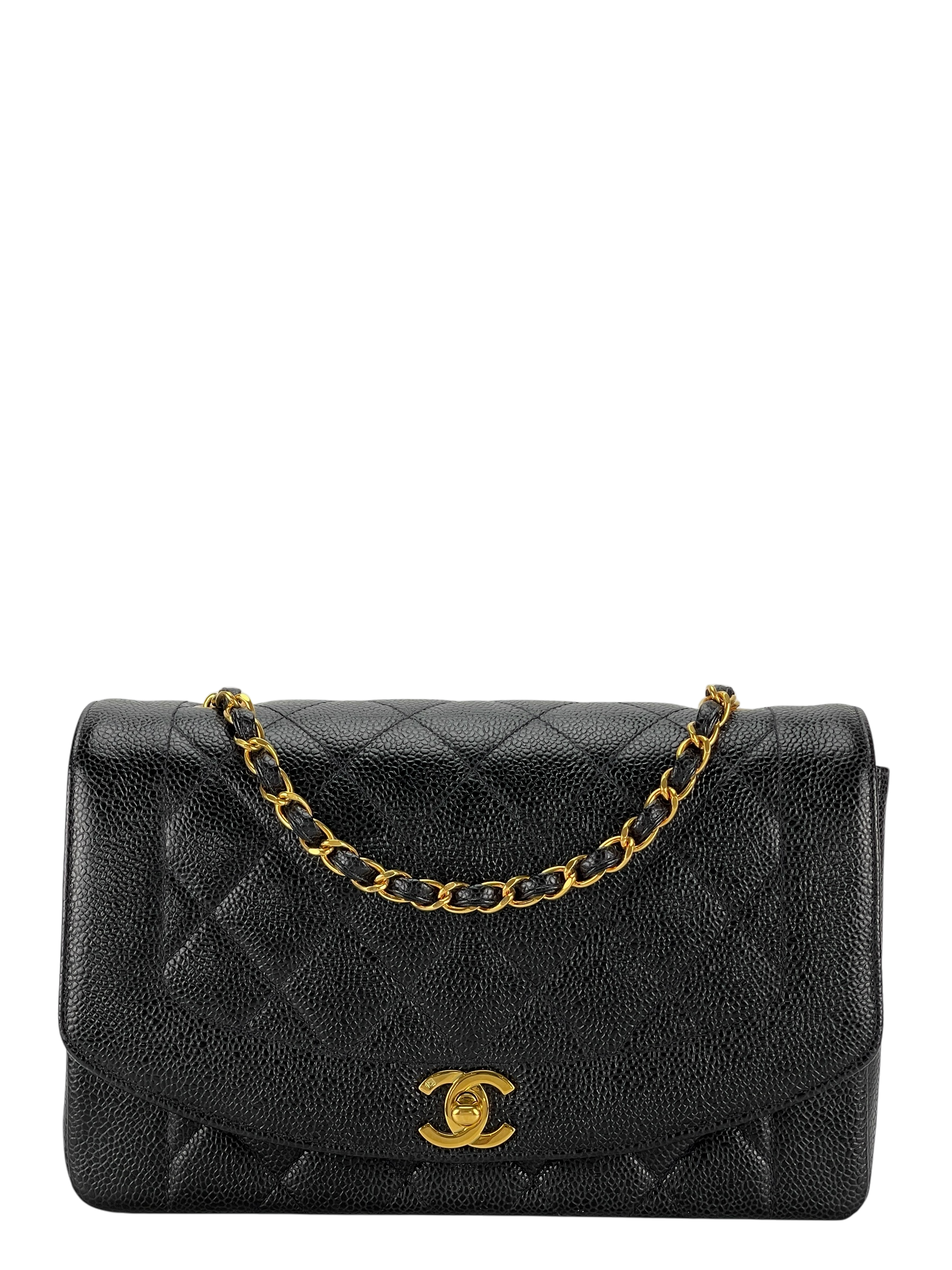 CHANEL - Black Caviar Medium Diana Shoulder Bag
