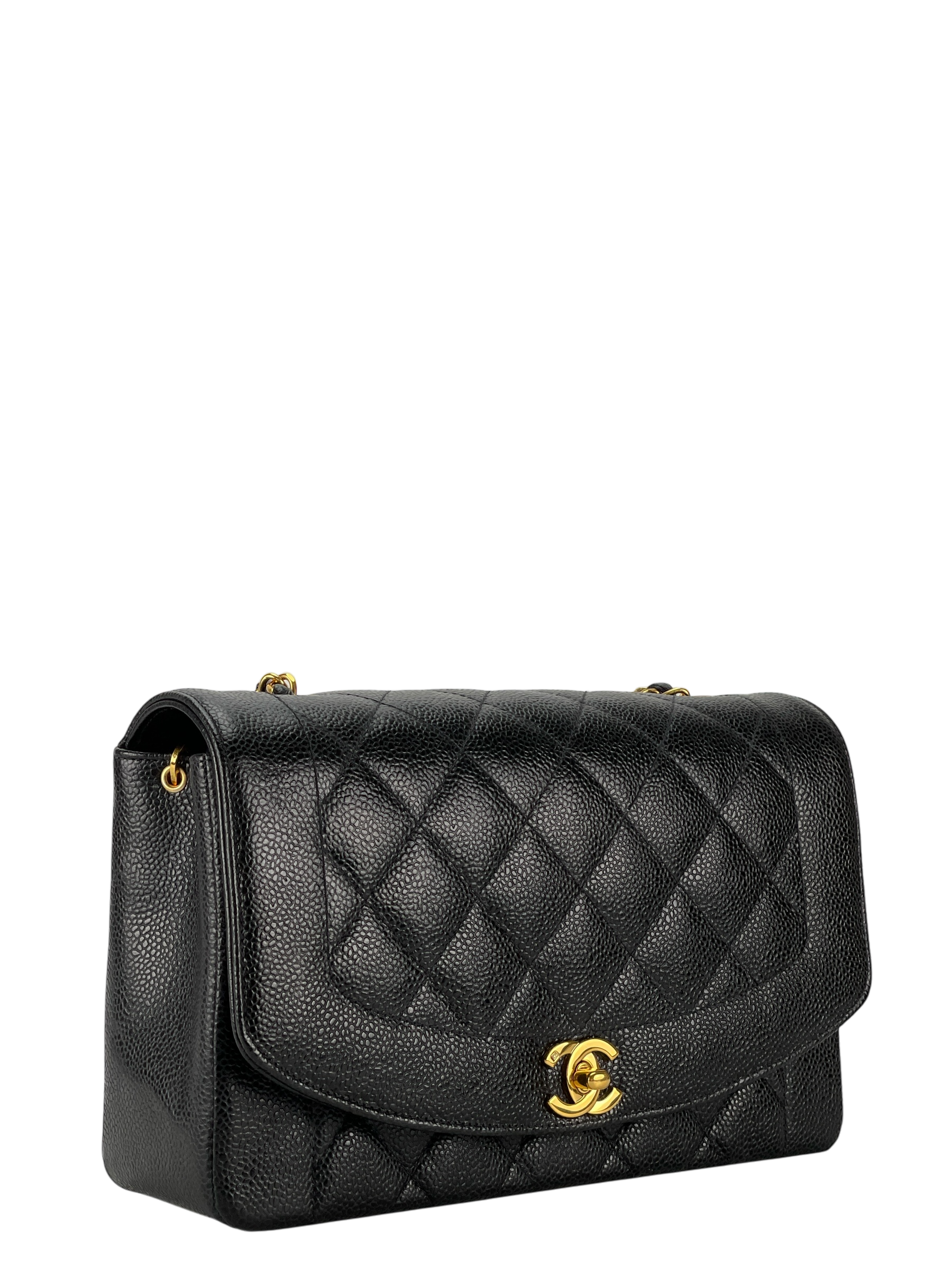 CHANEL - Black Caviar Medium Diana Shoulder Bag