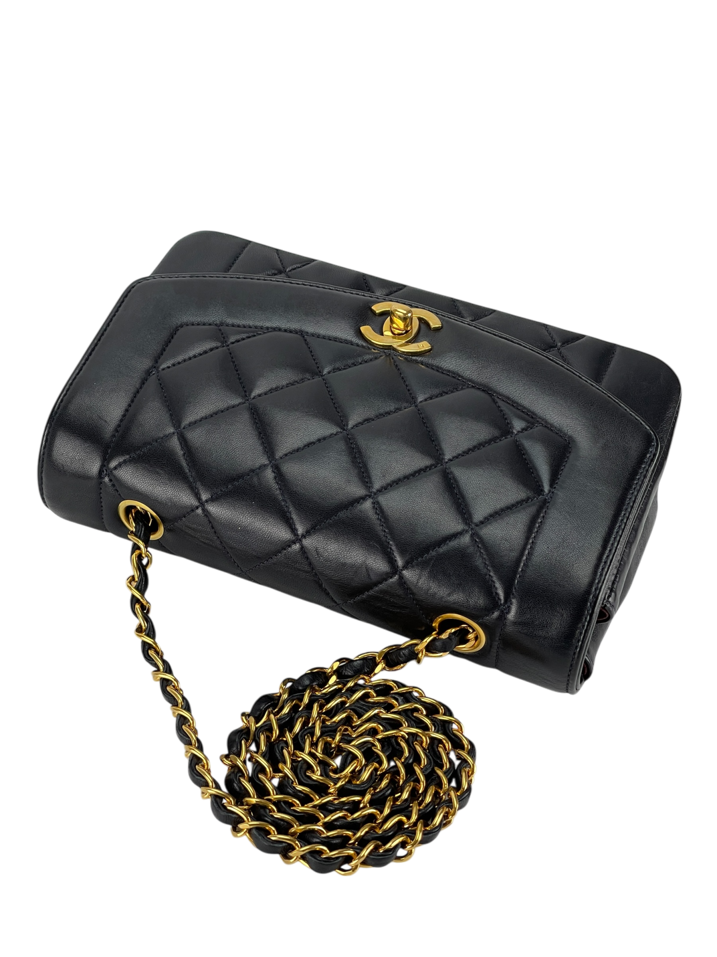 CHANEL - Navy Lambskin Small Diana Shoulder Bag