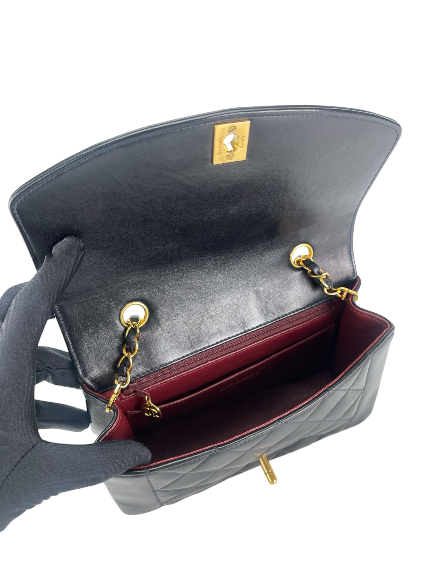 CHANEL - Navy Lambskin Small Diana Shoulder Bag