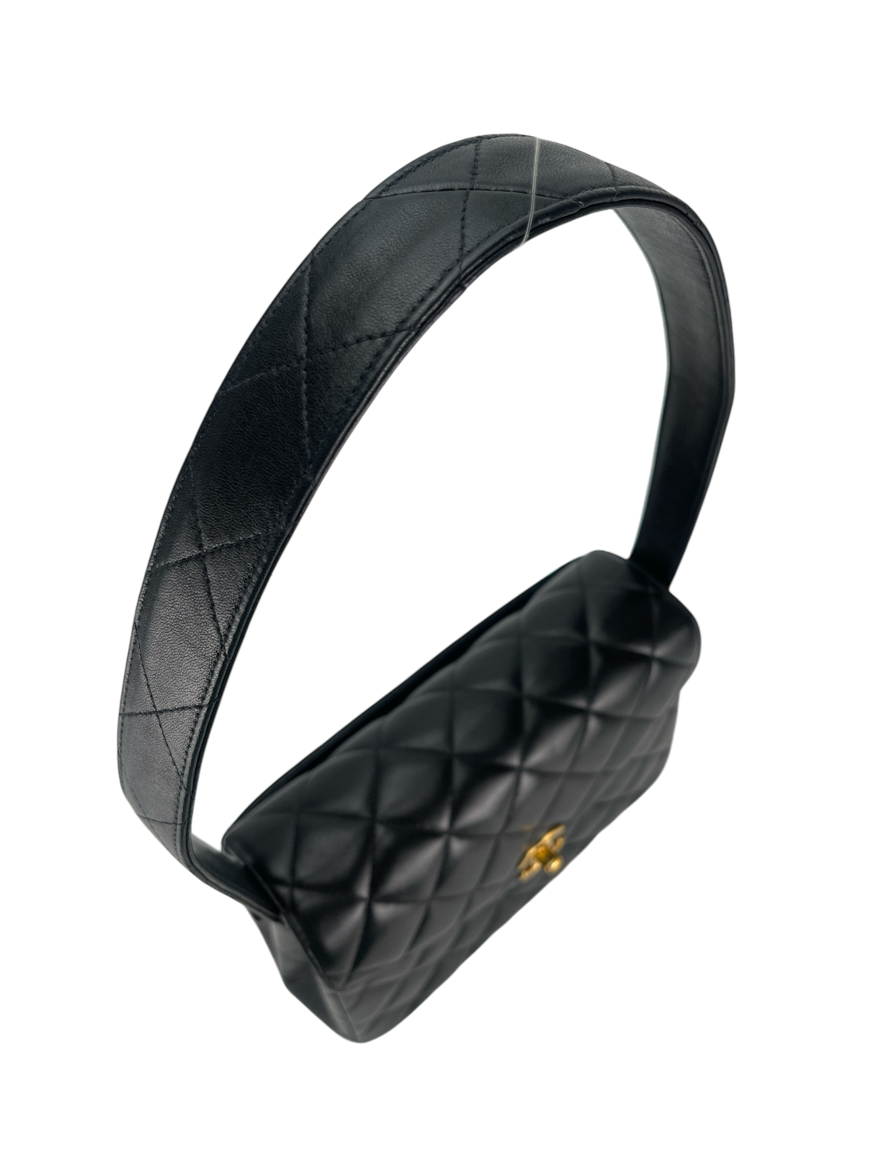 CHANEL - Matelasse Caviar Skin Kelly Flap Shoulder Bag Black Gold Hardware