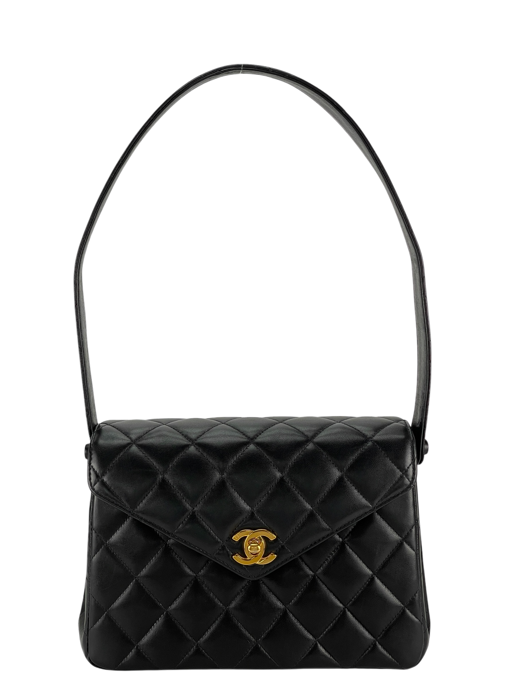 CHANEL - Matelasse Caviar Skin Kelly Flap Shoulder Bag Black Gold Hardware