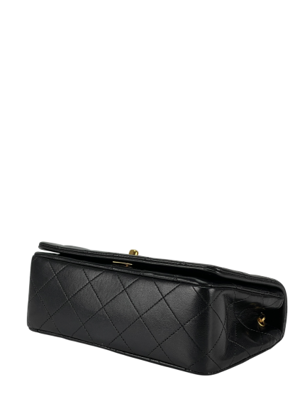  CHANEL - Mini Matelasse Lambskin Single Flap Single Chain Bag Black Gold Hardware 