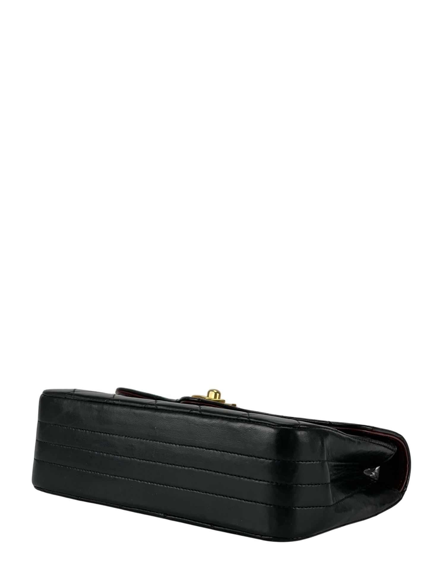 CHANEL - Mini Matelasse Lambskin Single Flap Single Chain Bag Black Gold Hardware