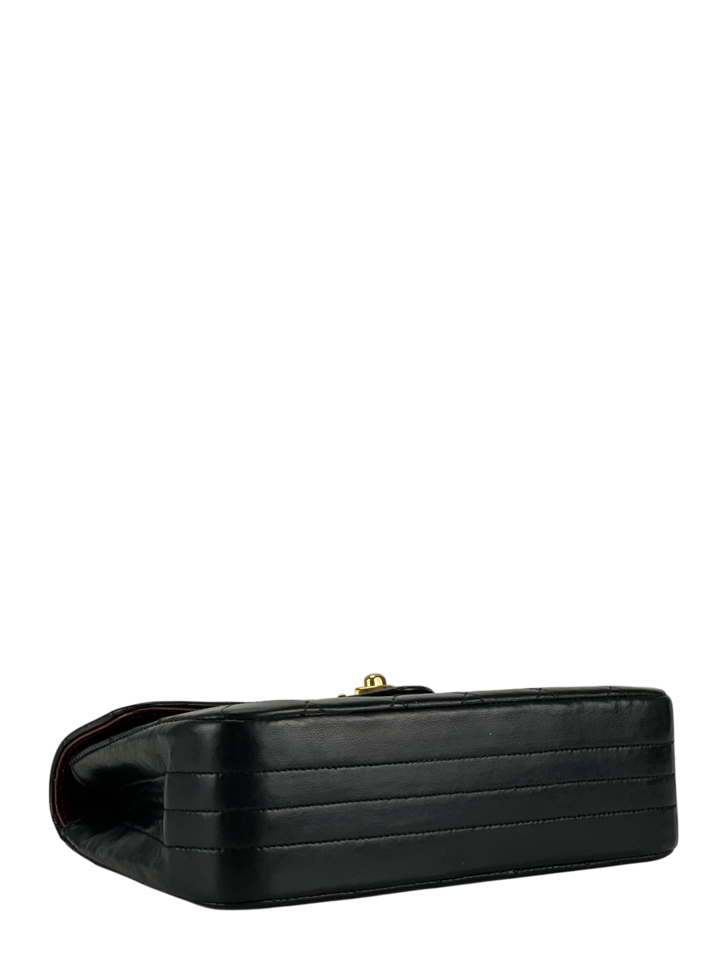 CHANEL - Mini Matelasse Lambskin Single Flap Single Chain Bag Black Gold Hardware