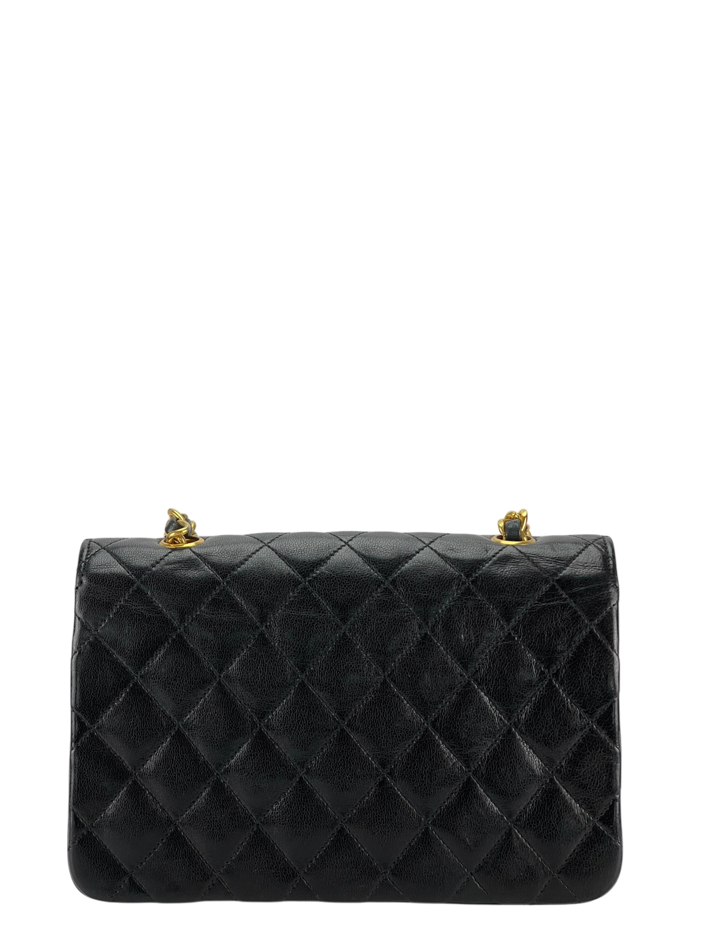 CHANEL - Mini Matelasse Lambskin Single Flap Single Chain Bag Black Gold Hardware