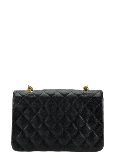 CHANEL - Mini Matelasse Lambskin Single Flap Single Chain Bag Black Gold Hardware
