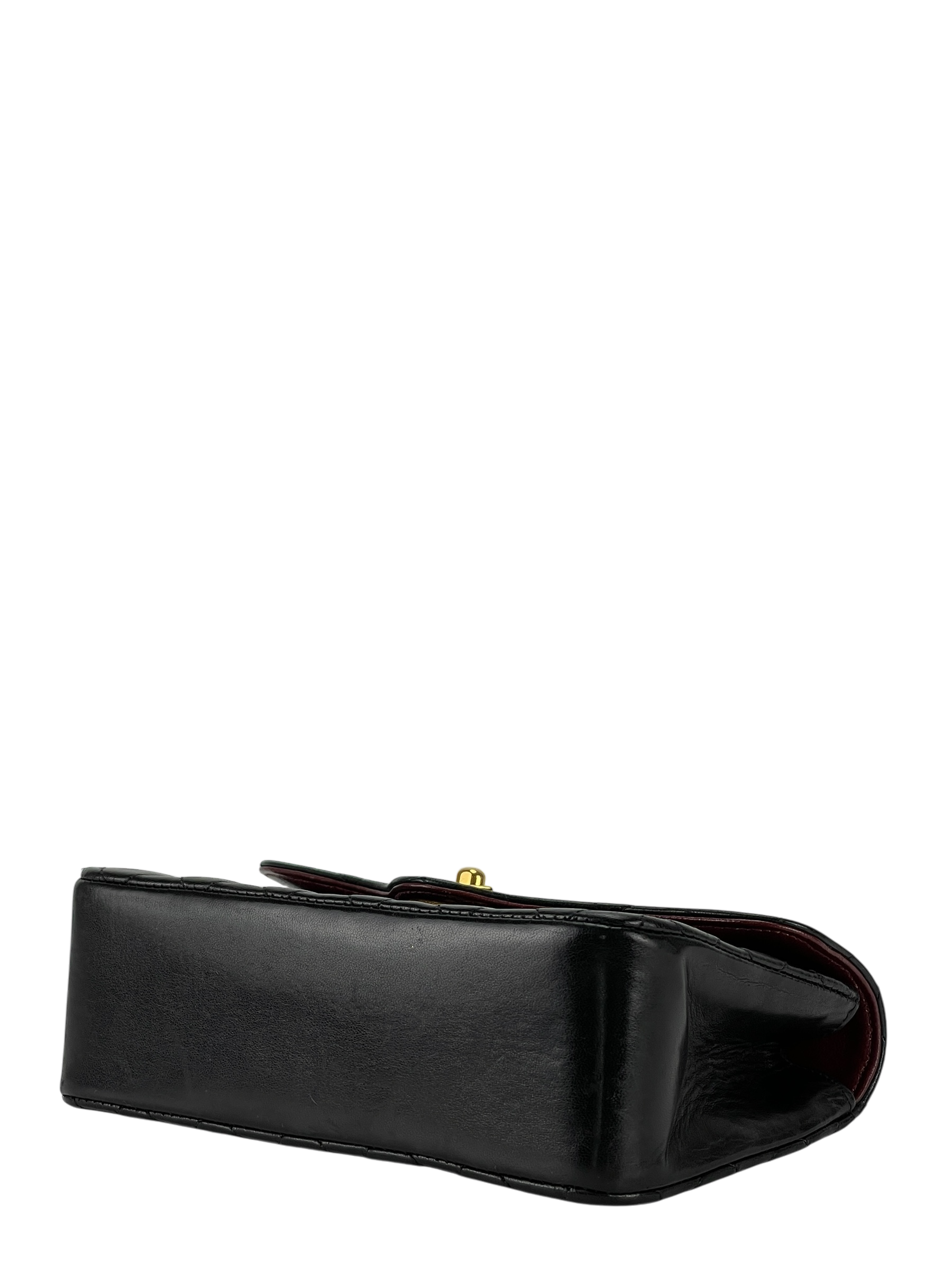 CHANEL - Mini Matelasse Lambskin Single Flap Single Chain Bag Black Gold Hardware