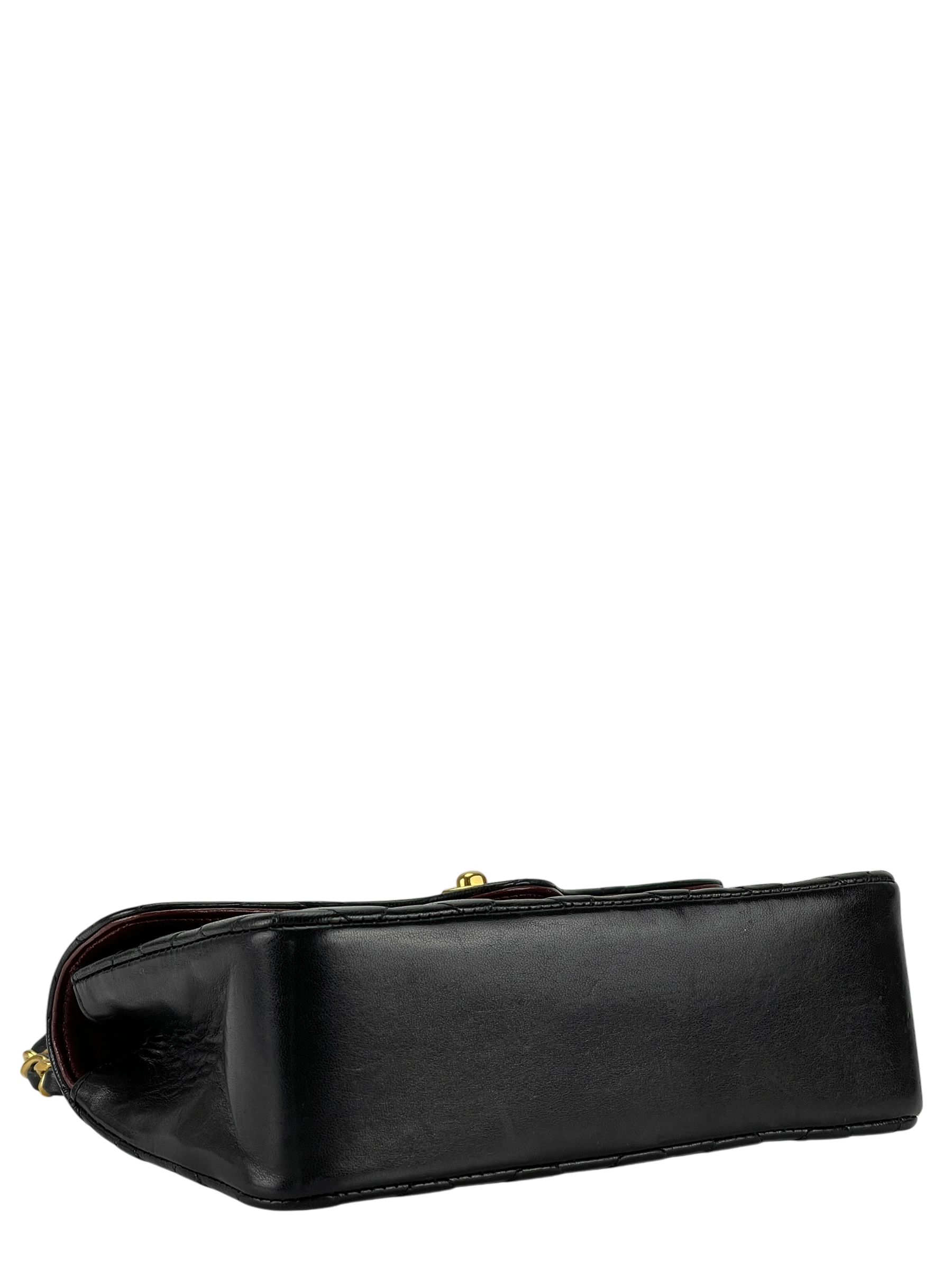 CHANEL - Mini Matelasse Lambskin Single Flap Single Chain Bag Black Gold Hardware