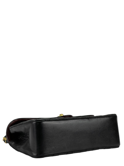 CHANEL - Mini Matelasse Lambskin Single Flap Single Chain Bag Black Gold Hardware