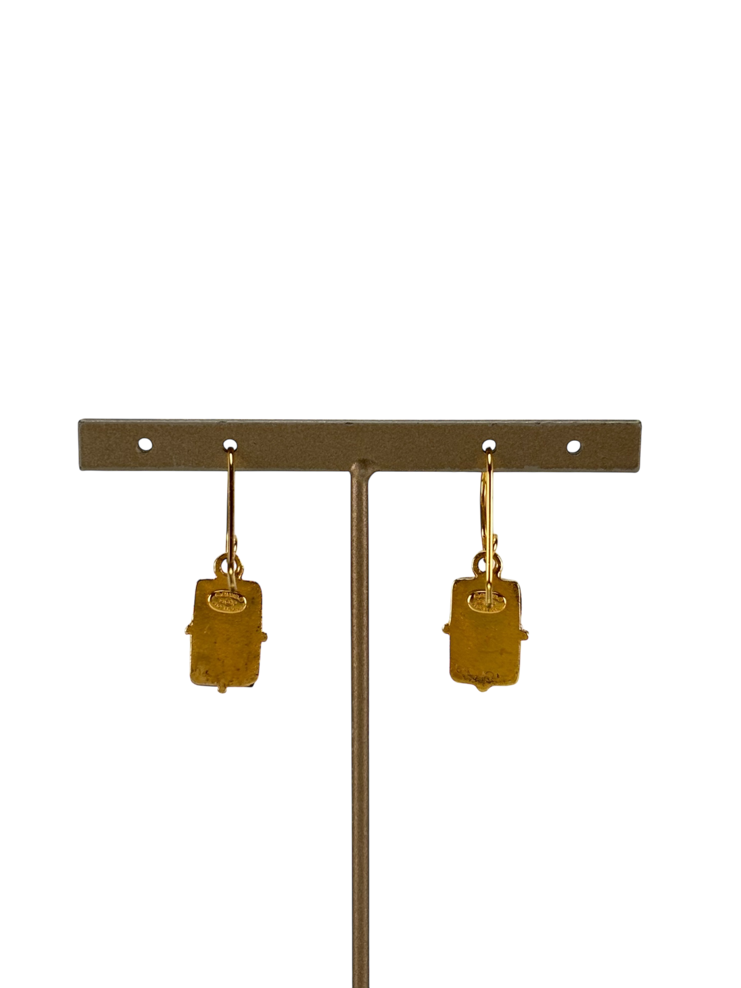 CHANEL - 99 P Purple Coco Mark Gold Tone Hook Earrings