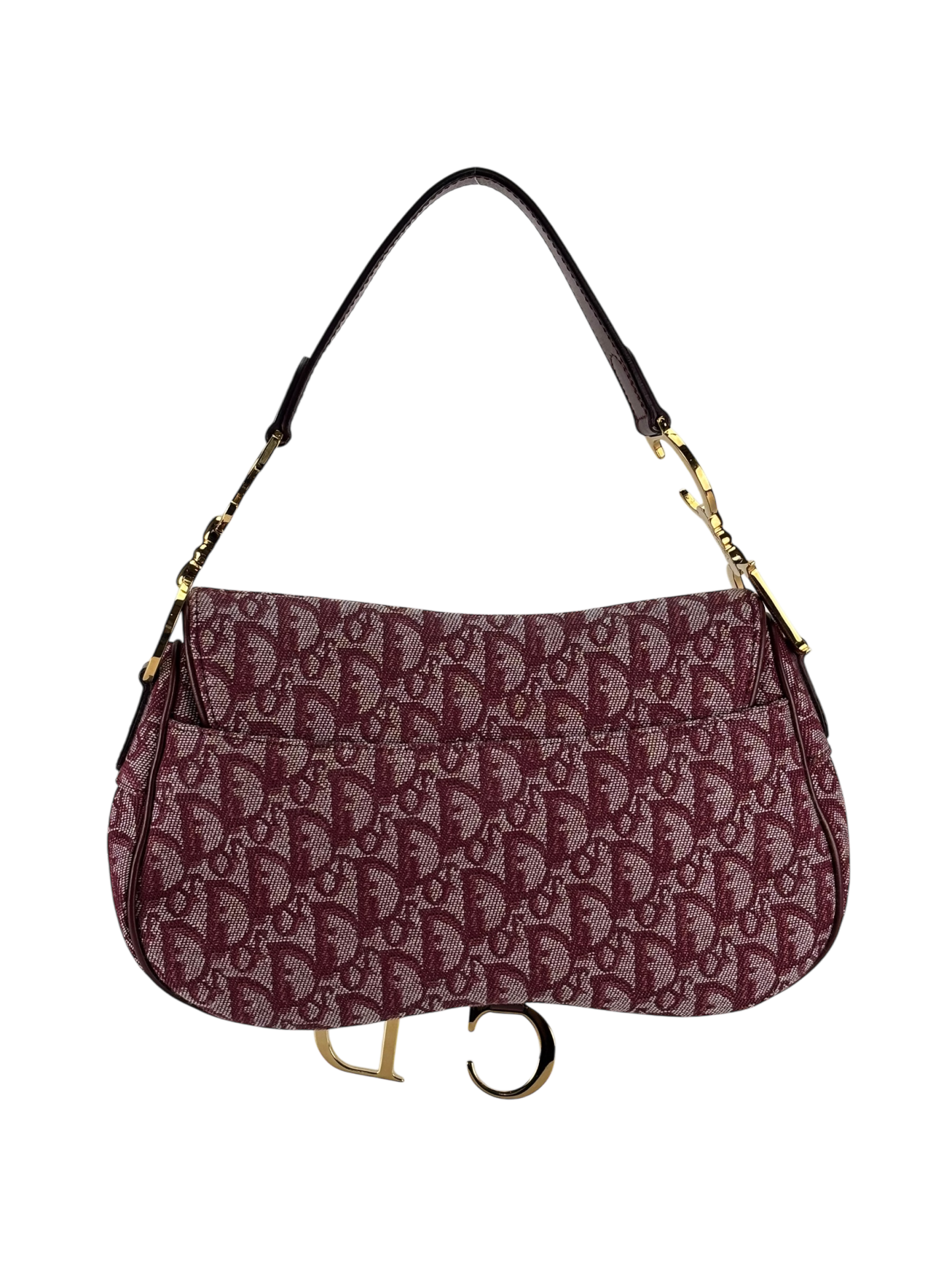 CHRISTIAN DIOR - Gold Red Saddle Handbag