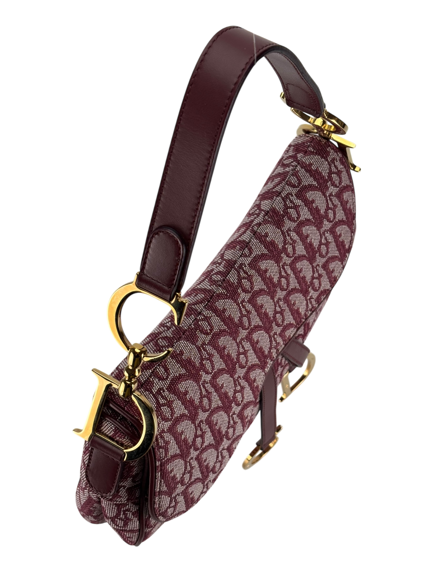 CHRISTIAN DIOR - Gold Red Saddle Handbag