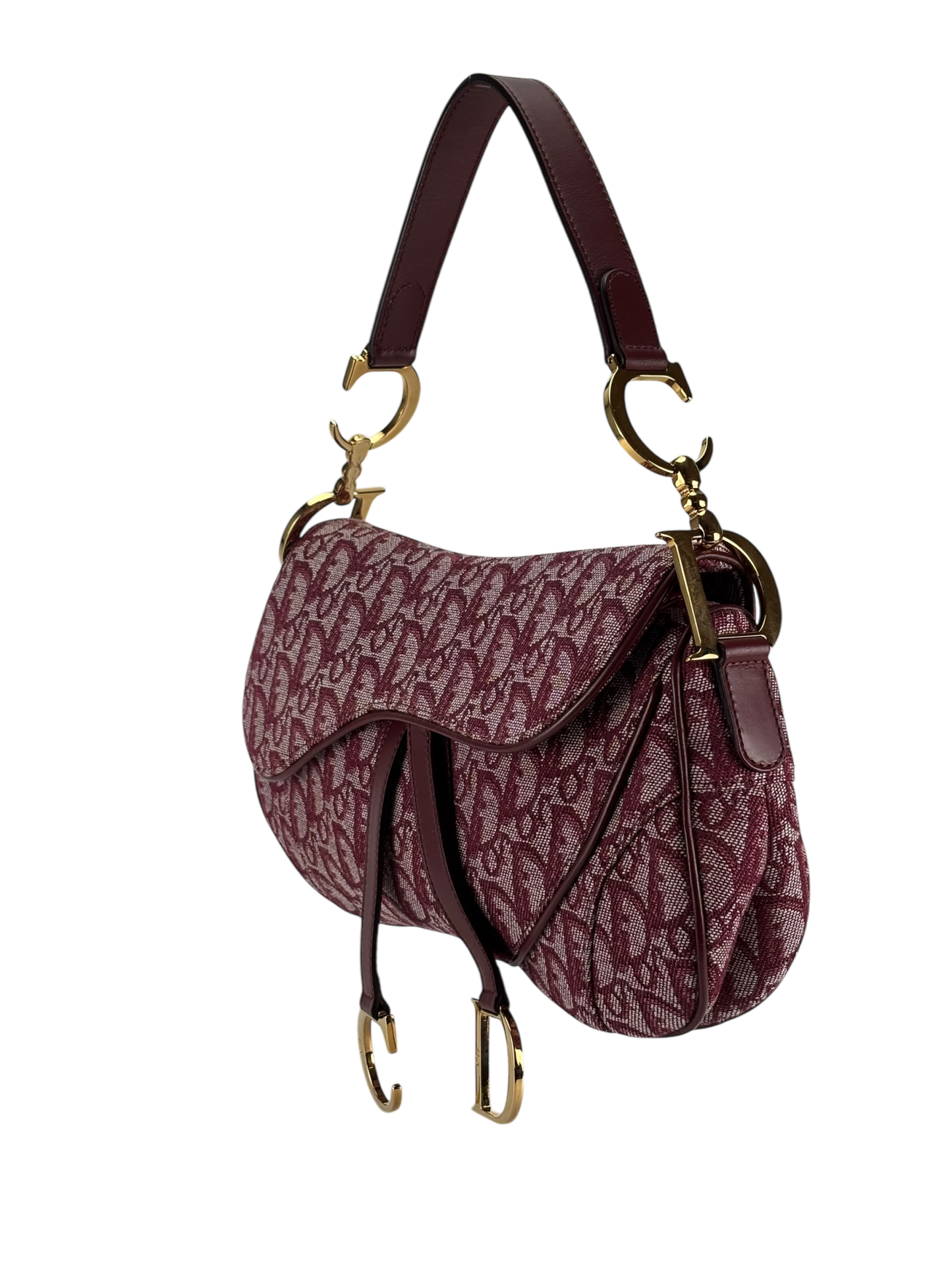 CHRISTIAN DIOR - Gold Red Saddle Handbag