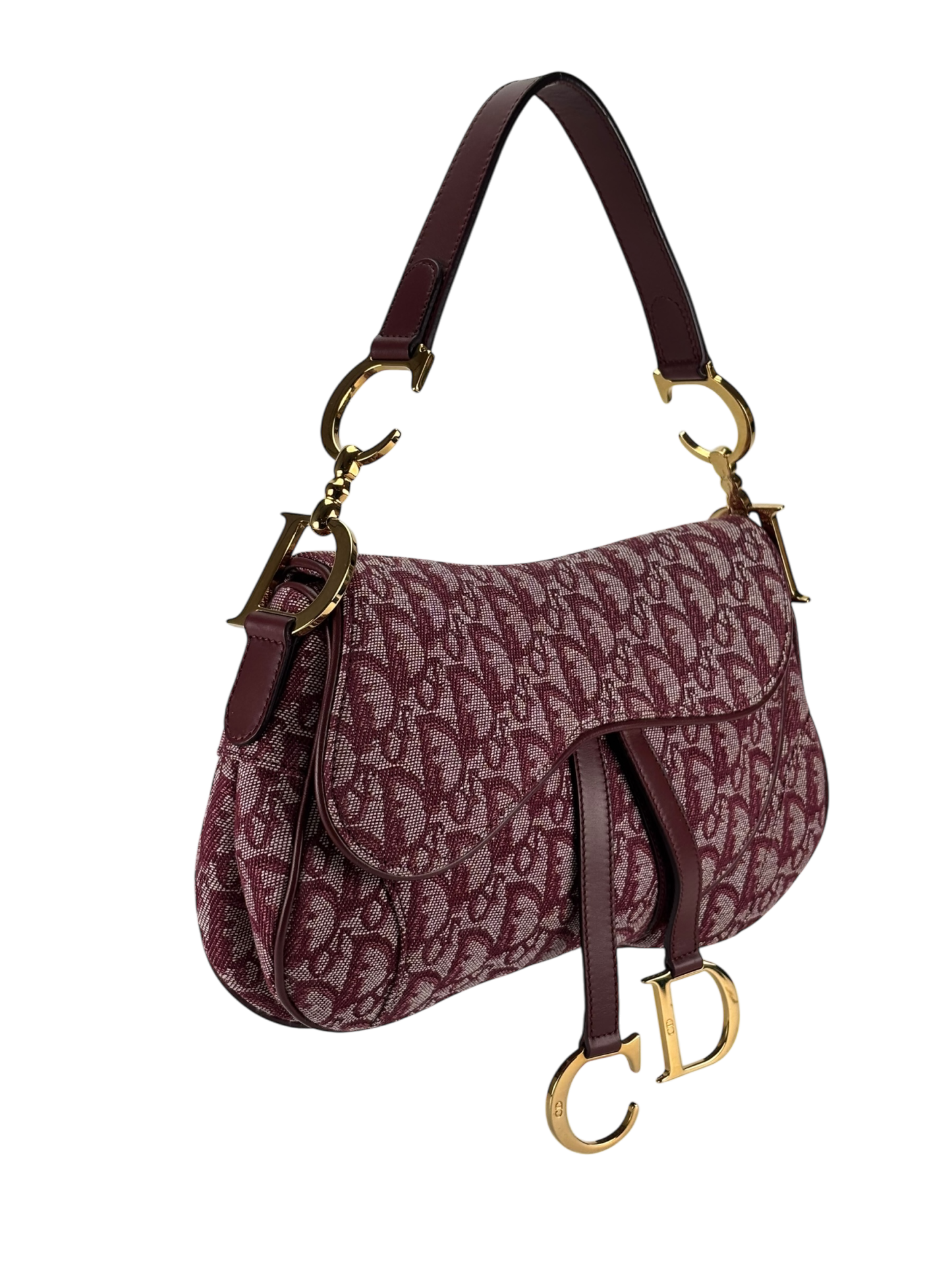 CHRISTIAN DIOR - Gold Red Saddle Handbag