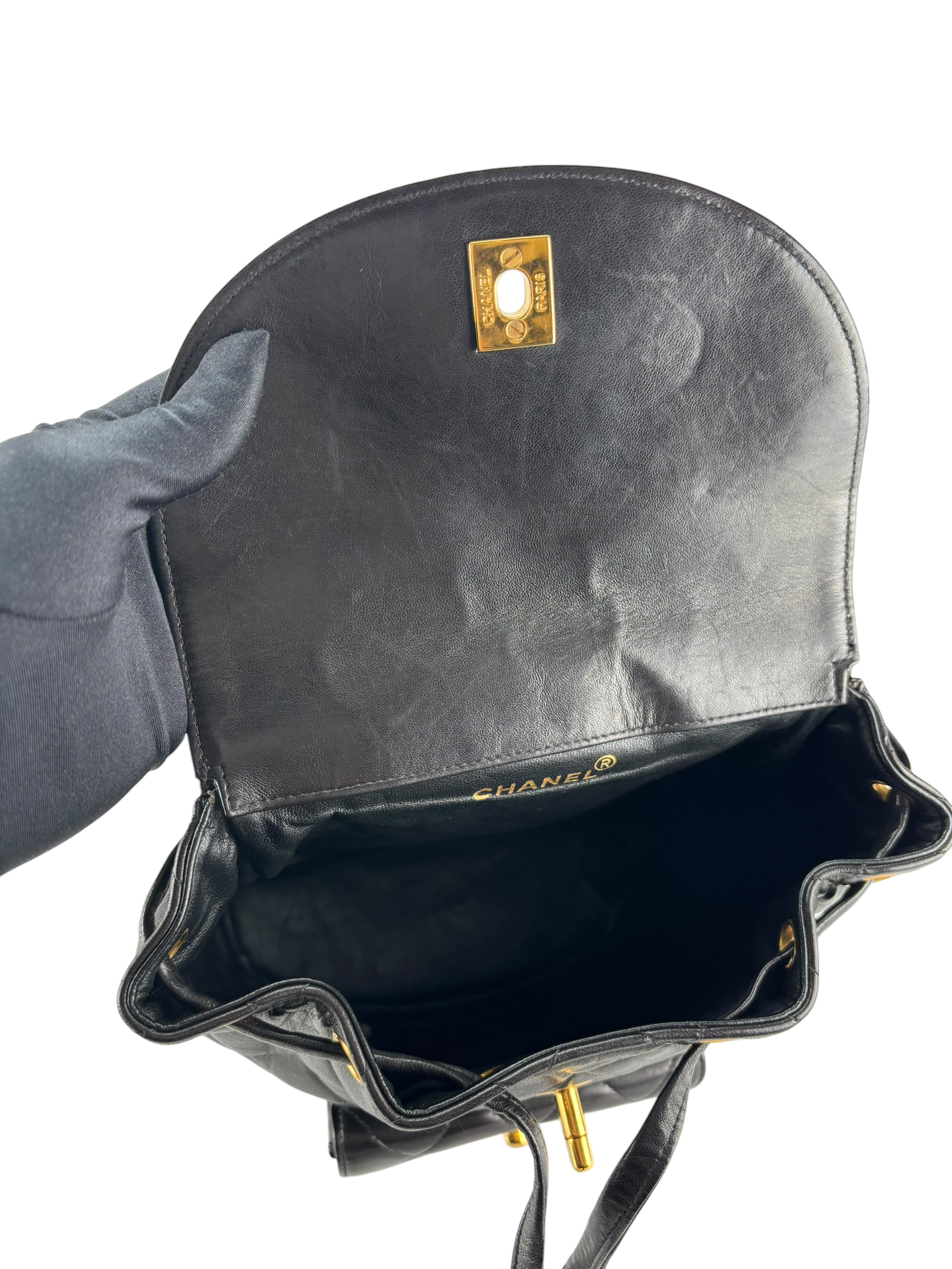 CHANEL - Black Lambskin Duma Backpack