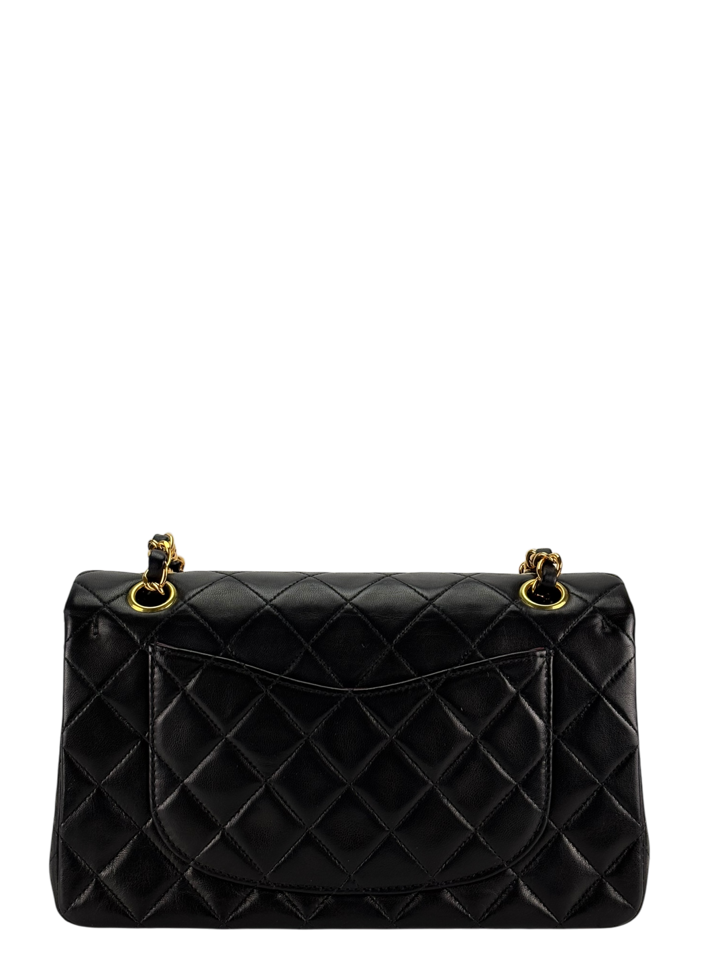 CHANEL - Small Classic Double Flap Bag Black Lambskin Gold Hardware (CF23)