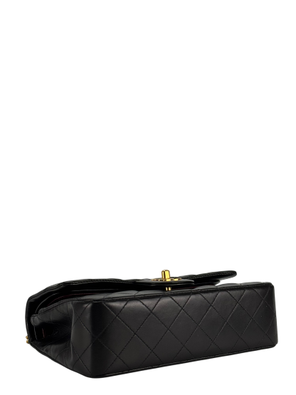 CHANEL - Small Classic Double Flap Bag Black Lambskin Gold Hardware (CF23)