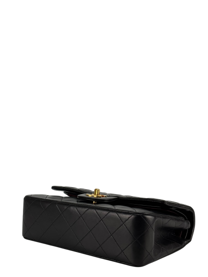 CHANEL - Small Classic Double Flap Bag Black Lambskin Gold Hardware (CF23)