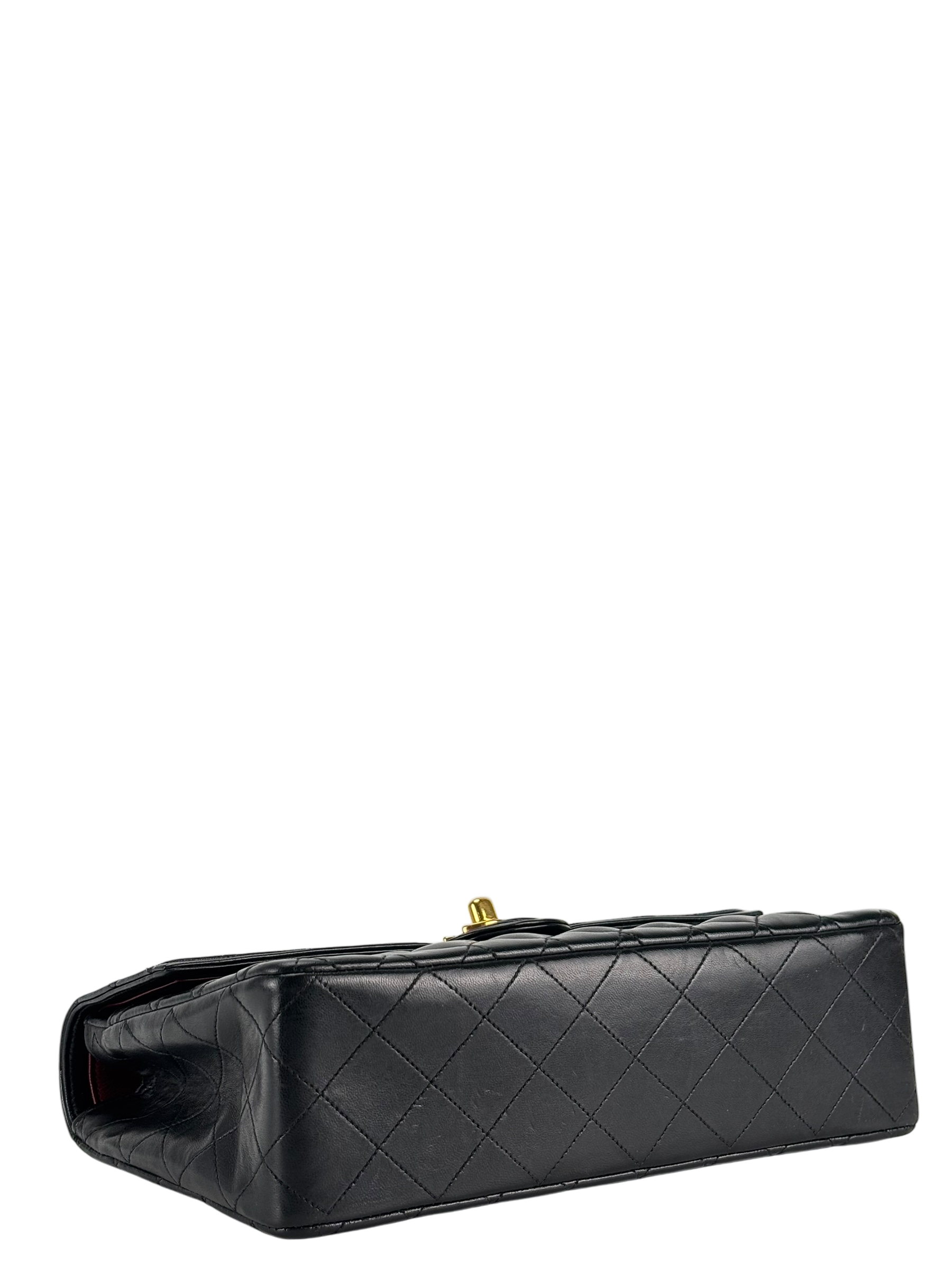 CHANEL - Medium Black Quilted Lambskin Circle Turn Lock Half Flap Chain Shoulder Bag