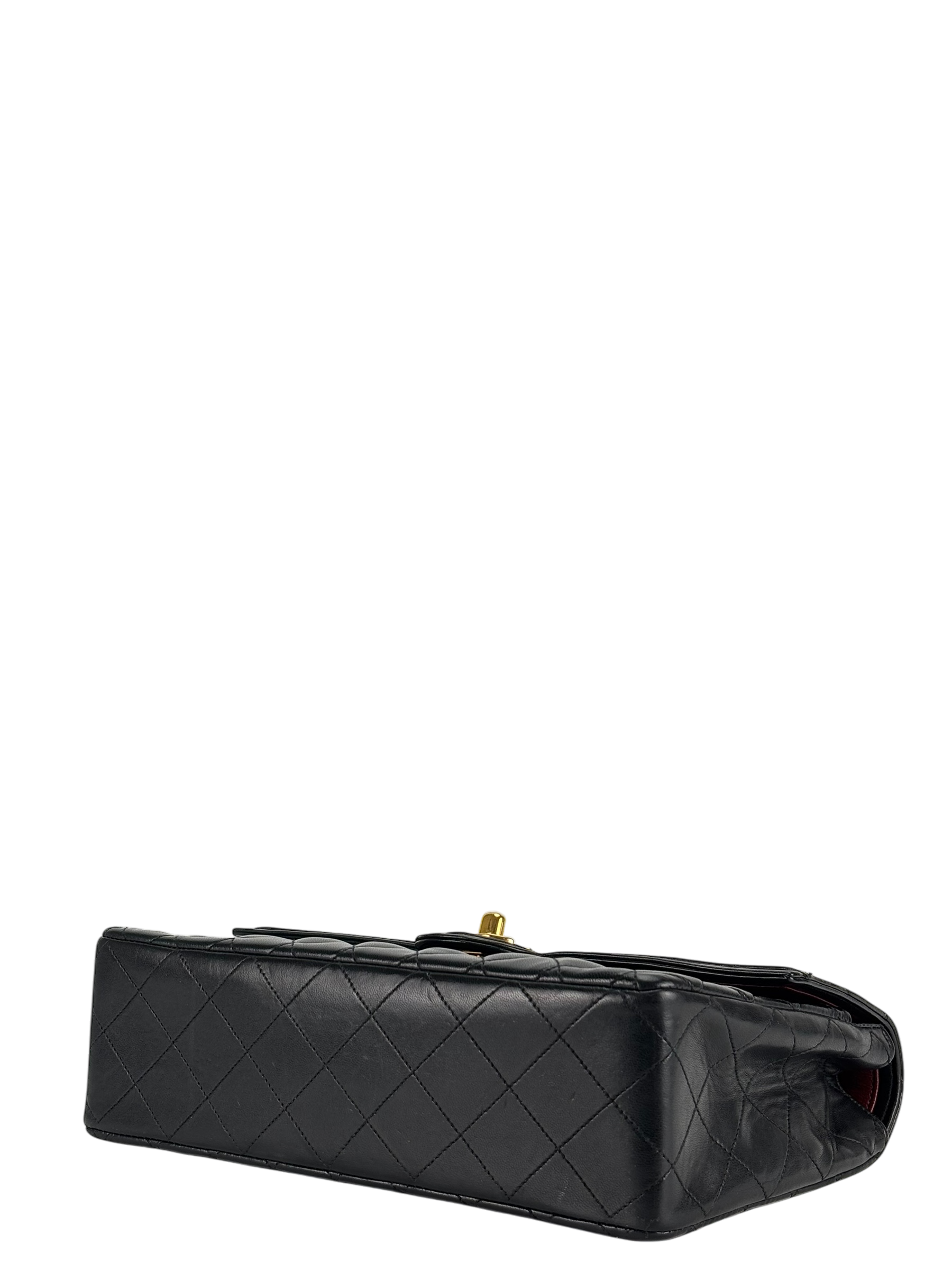 CHANEL - Medium Black Quilted Lambskin Circle Turn Lock Half Flap Chain Shoulder Bag