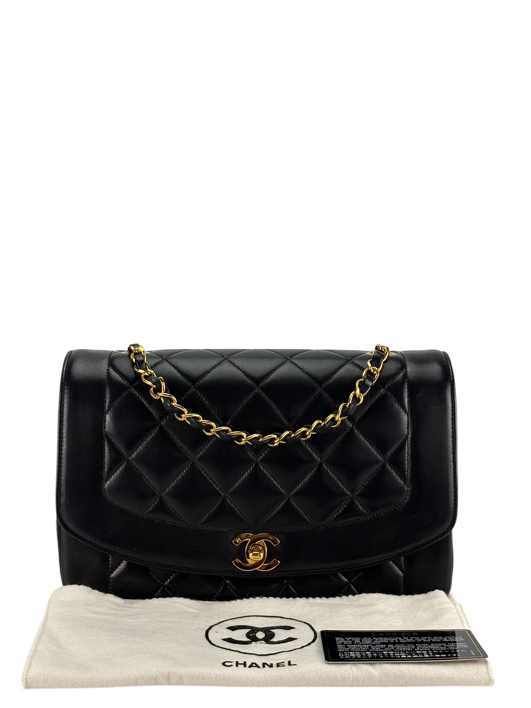 CHANEL - Black Lambskin Medium Diana Shoulder Bag