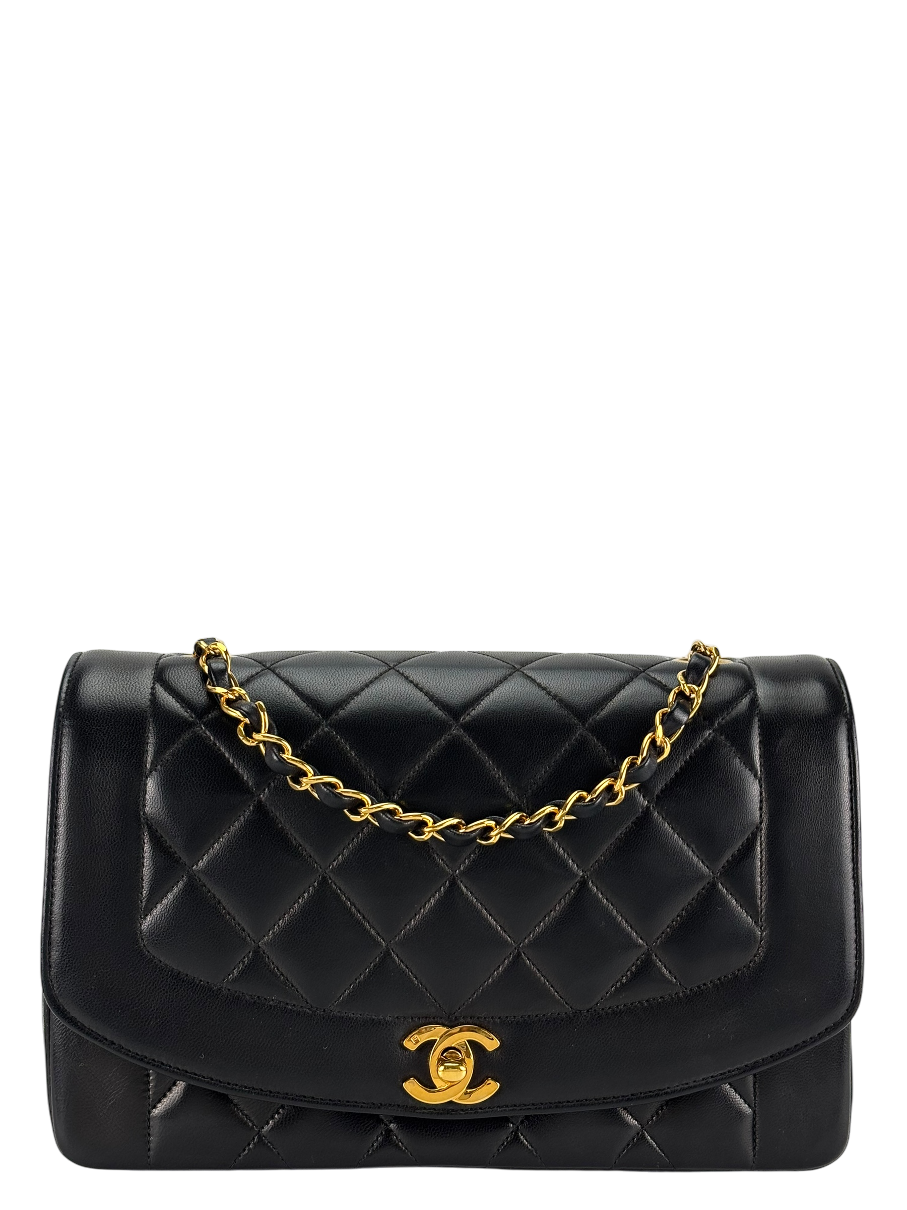 CHANEL - Black Lambskin Medium Diana Shoulder Bag