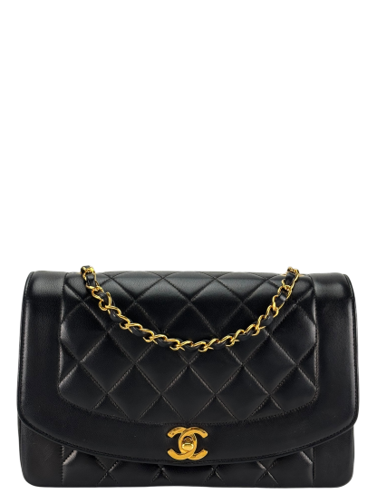 CHANEL - Black Lambskin Medium Diana Shoulder Bag