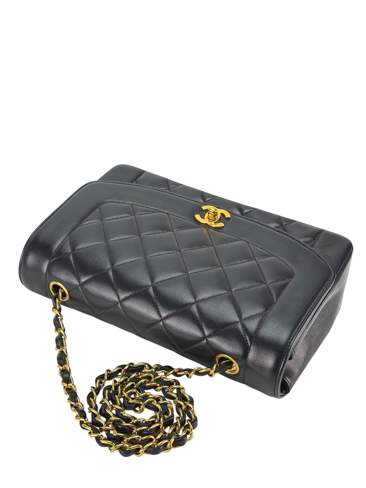 CHANEL - Black Lambskin Medium Diana Shoulder Bag